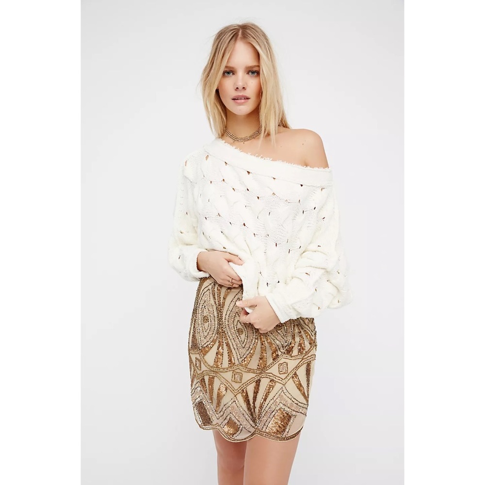 Free People Cream Off-the-Shoulder Sweater